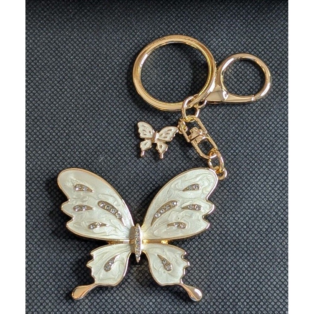Off Park Crystal Butterfly Keychain or Bag Charm - Gold Tone, Bling